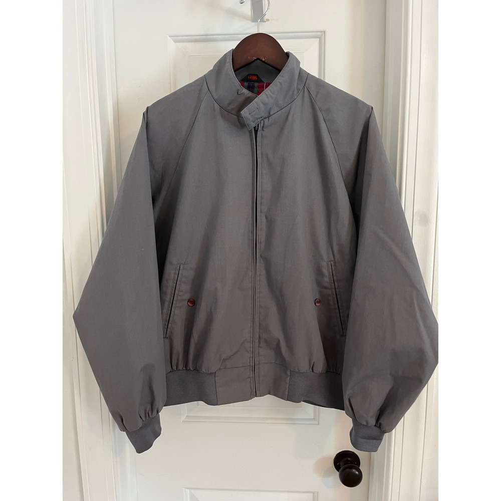 Vintage Saddlebred Mens Grey Harrington Jacket Plaid Lined